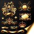 set of ornamental golden heraldic elements