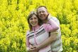 Couple in flower meadow