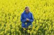 Man in flower meadow