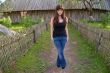 Beauty girl in farmstead.