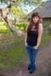 Beauty girl in farmstead.