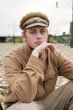 Retro style picture with resting soldier.