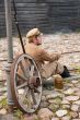 Retro style picture with resting soldier.