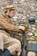 Retro style picture with resting soldier.