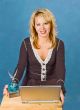 businesswoman with  cup and laptop