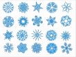 Blue snowflakes on a white background