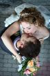 Bride and groom kissing