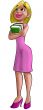 Blond books and pink dress