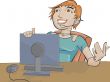 the girl and a computer