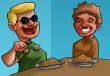 The boys eating