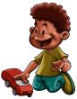 little boy with a car
