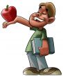 student and red apple