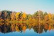 Picturesque autumn landscape on the river 