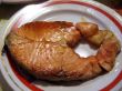 Red fish steak on the plate