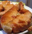 Red fish steak on the plate
