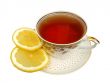 A cup of tea and slices of lemon