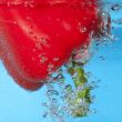 red pepper between bubbles 