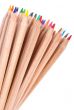 Group of colorful crayons closeup 
