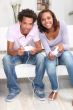 Couple playing computer games