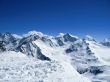 Caucasus mountains under the snow and clear sky