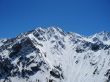 Caucasus mountains under the snow and clear sky