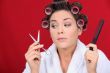 Woman styling hair