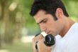 Man using hand weights
