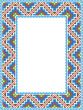 vector folk Rectangular Frame Cross-stitch blue