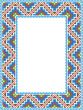 vector folk Rectangular Frame Cross-stitch blue