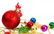 Colorful Christmas baubles and star