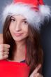 20-25 years od beautiful woman in christmas dress. Closeup to he
