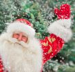 Portrait of natural Santa Claus standing at Christmas Tree outdo