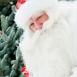 Portrait of natural Santa Claus standing at Christmas Tree outdo