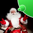 Santa sitting with a sack indoor at dark night room