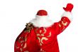 Santa Claus pointing his hand isolated over white. Photo from be