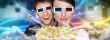 Portrait of young stylish modern couple wearing 3d glasses watch