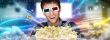 Portrait of young stylish modern man wearing 3d glasses watching