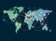 Global networking symbol of international comunication featuring