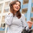 Closeup portrait of cute young business woman smiling