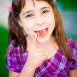 Artistic lifestyle photo of cute little girl outdoor at summer p