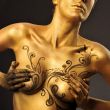 Portrait of young sexy woman in golden paint 