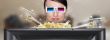 Portrait of young stylish modern woman wearing 3d glasses watchi