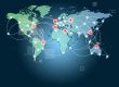 Global networking symbol of international comunication featuring