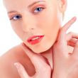 Close-up portrait of sexy caucasian young woman with beautiful b