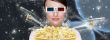 Portrait of young stylish modern woman wearing 3d glasses watchi