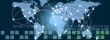 World map with hot points of connections network and servers loc