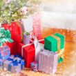Christmas Tree and Christmas gift boxes in the interior
