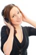 Beautiful woman with headphones, she is listen to the music