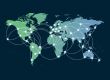 Global networking symbol of international comunication featuring