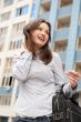 Closeup portrait of cute young business woman smiling